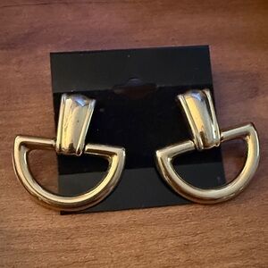 Monet Gold Tone Half-Moon Earrings